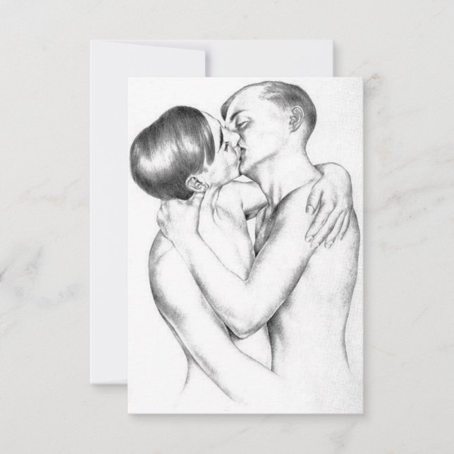 Young Men in Love (Vintage Gay Art) Card (Front)
