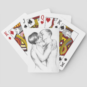 Young Men Kissing (Vintage Gay Art) Poker Cards