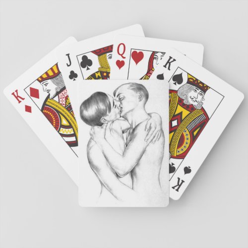 Young Men Kissing Vintage Gay Art Poker Cards