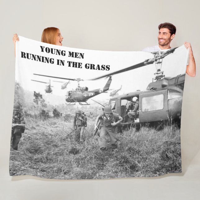 YOUNG MEN RUNNING IN THE GRASS FLEECE BLANKET (In Situ)