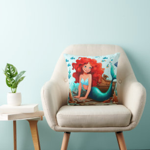 Young mermaid throw pillow