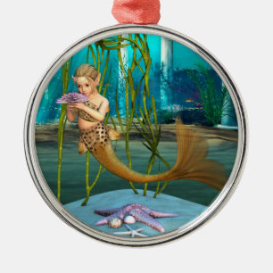 Young Mermaid Underwater Fantasy for Kids Metal Ornament