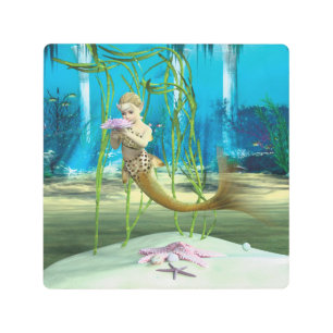 Young Mermaid Underwater Fantasy for Kids Metal Print