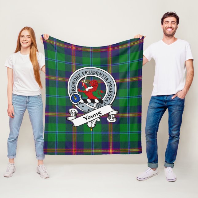 Young Modern Clan Badge Tartan Plaid Fleece Blanket (In Situ)