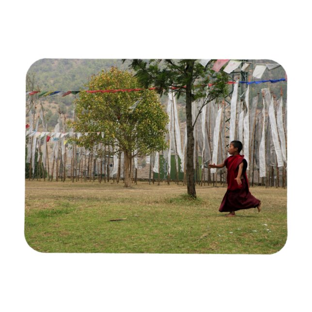 Young monk and prayer flags magnet (Horizontal)