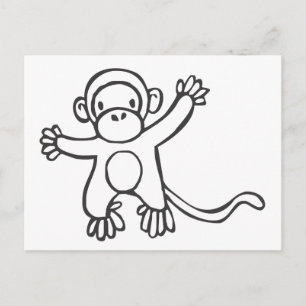 Young Monkey in Black and White Sketch Postcard