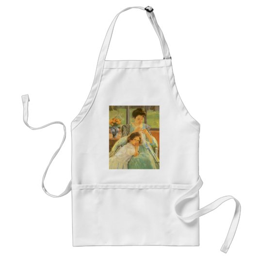 Young Mother Sewing by Mary Cassatt, Vintage Art Adult Apron