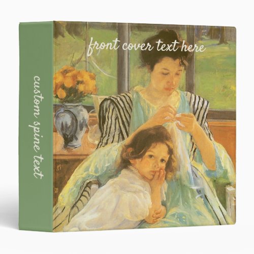 Young Mother Sewing by Mary Cassatt Vintage Art Binder