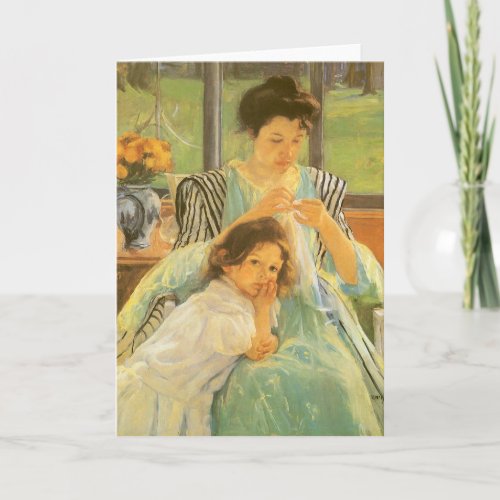 Young Mother Sewing by Mary Cassatt Vintage Art Card