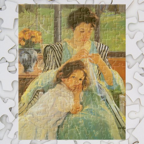 Young Mother Sewing by Mary Cassatt Vintage Art Jigsaw Puzzle