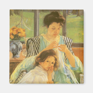 Young Mother Sewing by Mary Cassatt, Vintage Art Magnet