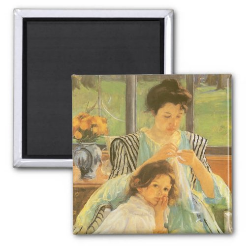 Young Mother Sewing by Mary Cassatt Vintage Art Magnet