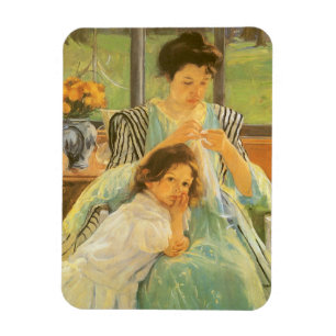 Young Mother Sewing by Mary Cassatt, Vintage Art Magnet