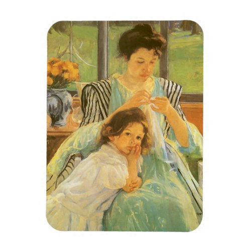 Young Mother Sewing by Mary Cassatt Vintage Art Magnet