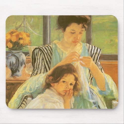 Young Mother Sewing by Mary Cassatt Vintage Art Mouse Pad