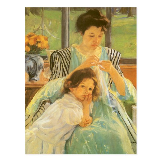 Young Mother Sewing by Mary Cassatt, Vintage Art Postcard | Zazzle