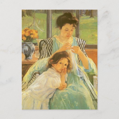 Young Mother Sewing by Mary Cassatt Vintage Art Postcard