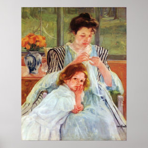 Young mother sewing by Mary Stevenson Cassatt Poster