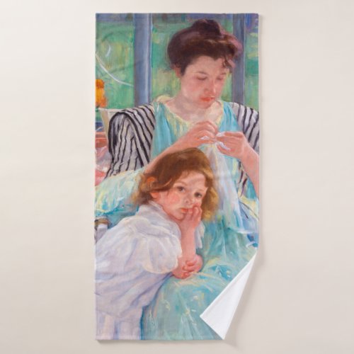 Young Mother Sewing, Mary Cassatt Bath Towel