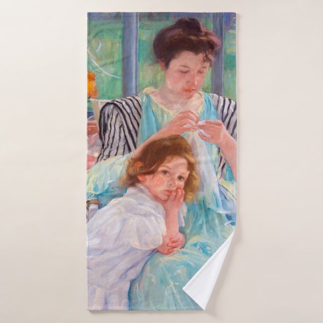 Young Mother Sewing, Mary Cassatt Bath Towel (Bath Towel)