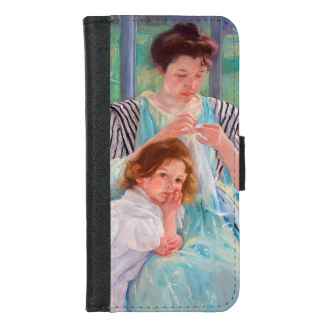 Young Mother Sewing, Mary Cassatt iPhone Wallet Case (Front)