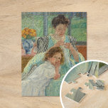 Young Mother Sewing | Mary Cassatt Jigsaw Puzzle<br><div class="desc">Young Mother Sewing (1900) by American impressionist artist Mary Cassatt. Original artwork is an oil painting on canvas. The portrait depicts a mother sewing by hand,  while her young child leans close to her lap.

Use the design tools to add custom text or personalize the image.</div>