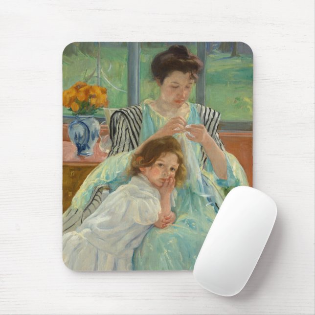 Young Mother Sewing | Mary Cassatt Mouse Pad (With Mouse)