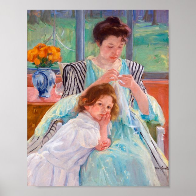 Young Mother Sewing, Mary Cassatt Poster (Front)