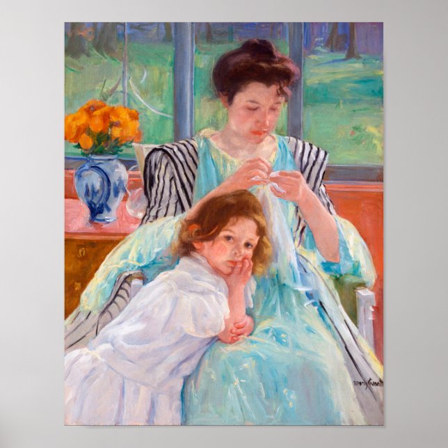 Young Mother Sewing, Mary Cassatt Poster (Front)