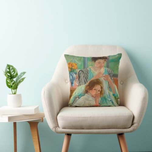 Young Mother Sewing  Mary Cassatt Throw Pillow