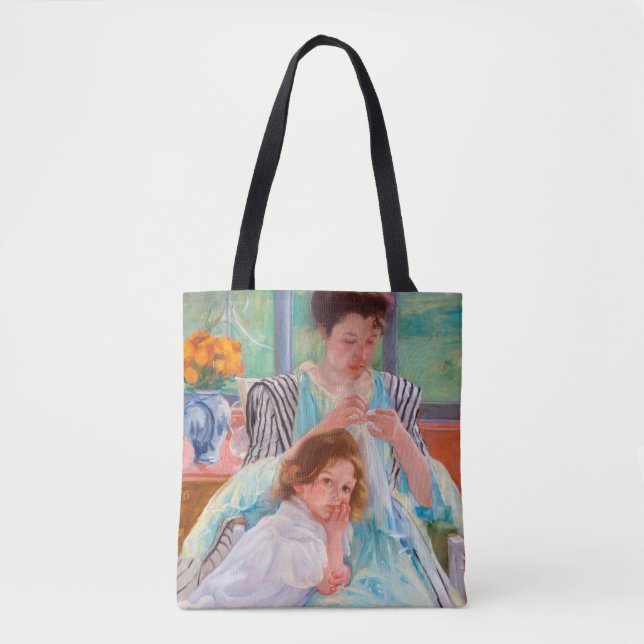 Young Mother Sewing, Mary Cassatt Tote Bag (Front)