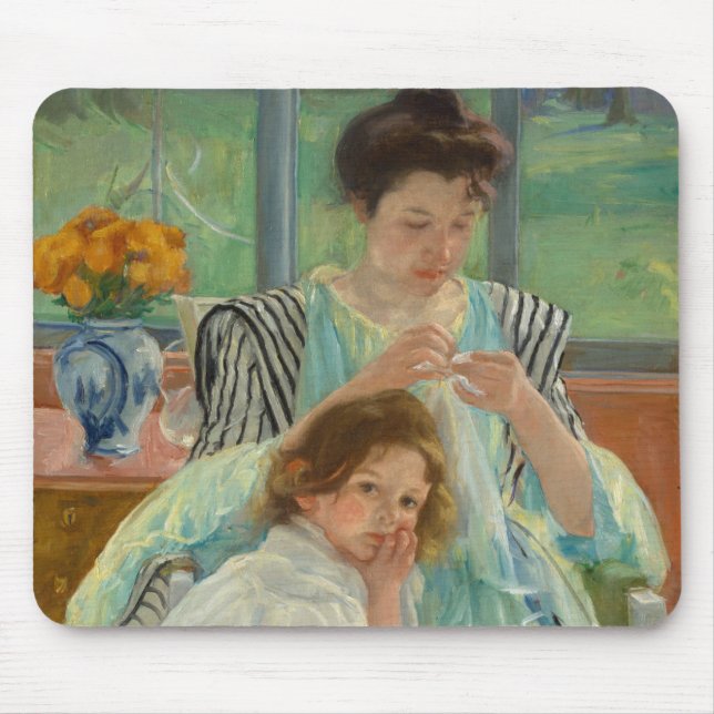 Young Mother Sewing Mouse Pad (Front)