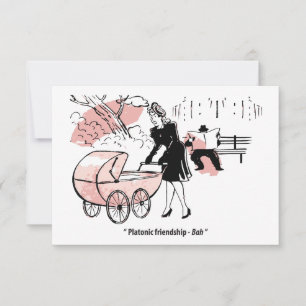 Young Mother with Baby Stroller, Funny Save The Date