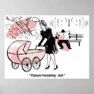 Young Mother with Baby, Stroller, Humor, Funny Poster