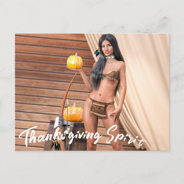 Young Native American Posing on Wood Wall Postcard (Front)