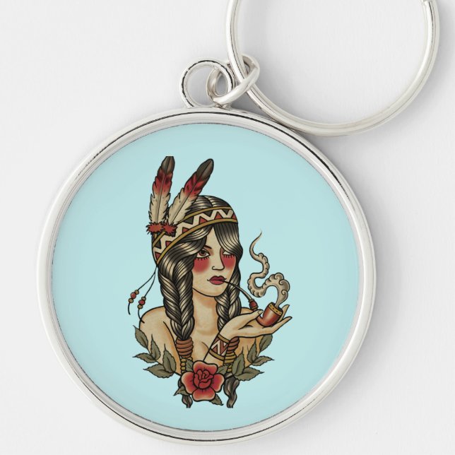 Young native American woman Keychain (Front)