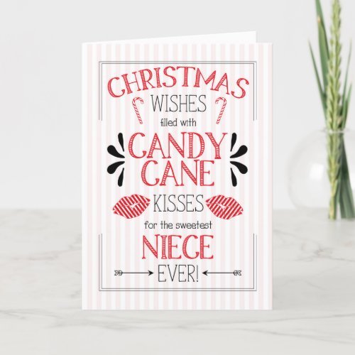 Young Niece Candy Cane Kisses Christmas Wishes Holiday Card