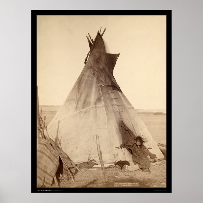 Young Oglala Indian Outside Tipi SD 1891 Print