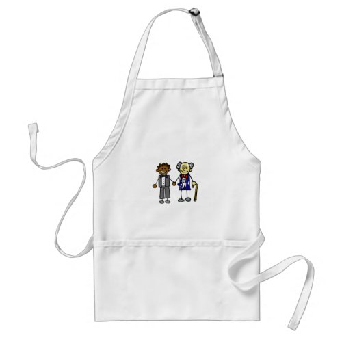 Young Old Back Asian Couple Adult Apron