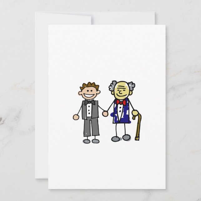 Young Old White Asian Gay Grooms Invitation (Front)