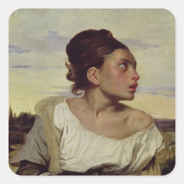 Young Orphan in the Cemetery, 1824 Square Sticker (Front)