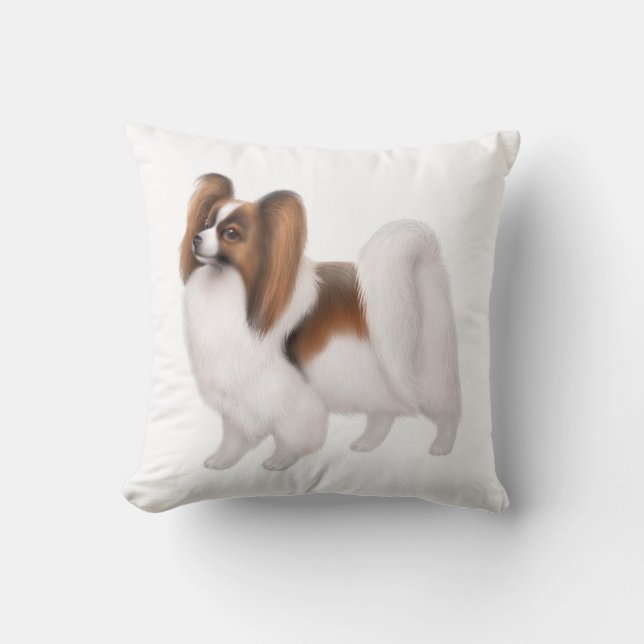 Young Papillon Dog Pillow (Front)