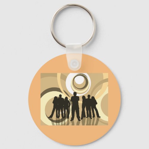 Young People Retro Background Keychain