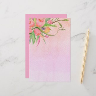 Young, Pink, and in Bloom Personalized Stationery