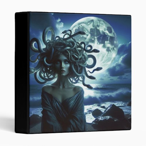 Young Pretty Medusa by the Moon  Ocean 3 Ring Binder