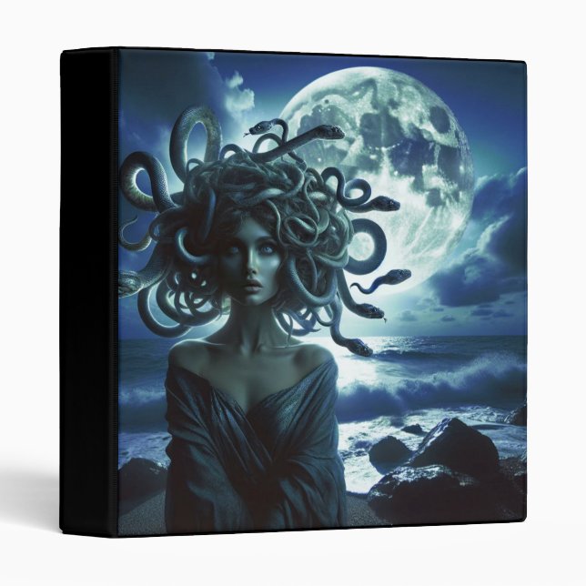 Young Pretty Medusa by the Moon & Ocean 3 Ring Binder (Front/Spine)