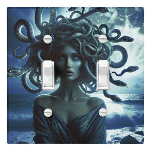 Young Pretty Medusa by the Moon  Ocean Light Switch Cover