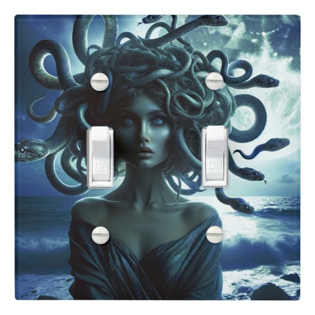 Young Pretty Medusa by the Moon & Ocean Light Switch Cover (In Situ)