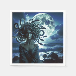 Young Pretty Medusa by the Moon & Ocean Napkins