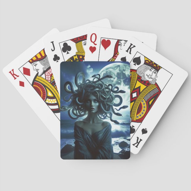 Young Pretty Medusa by the Moon & Ocean Poker Cards (Back)
